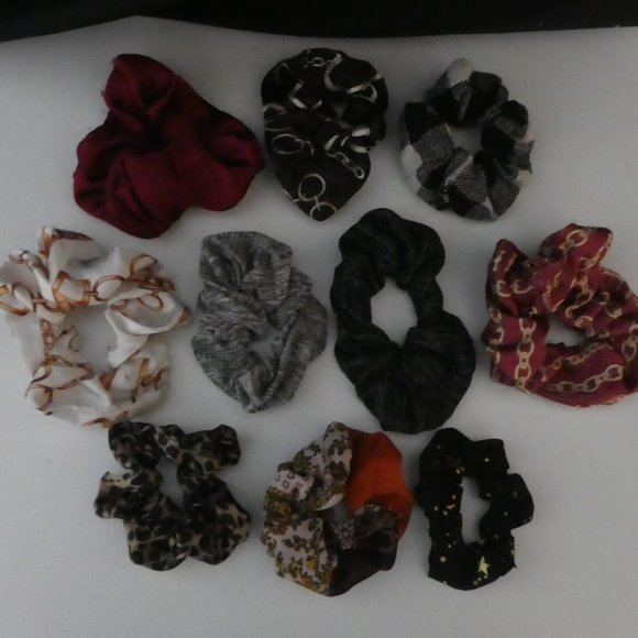 SET OF 10 | Hair Scrunchies | Various Styles, Colors and Patterns - Picture 1 of 4